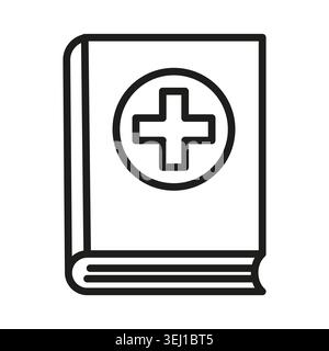 Medizinisches Kreuzbuch schwarz Vektor Symbol enthält Gesundheit Literatur Führer. Stellt die pädagogische Krankenhausversorgung für Studenten dar. eps 10 Stock Vektor