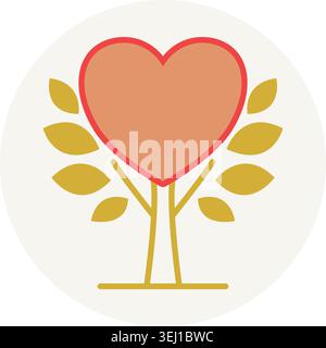 Herzförmige Baumlinie Symbol für persönliches Wachstum Liebe Entwicklung Beziehung und Wellness. Stock Vektor