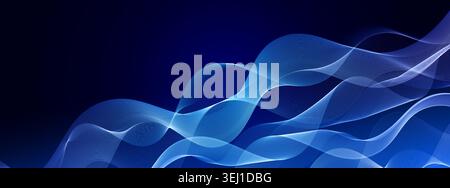 AI Wave Data Stream digitaler Wellenlinienfluss. Lineare Verbindung Verblenden, Abstraktes Muster Blaues Licht. Sound Audio Voice Equalizer Pulse Visualisierung Stock Vektor