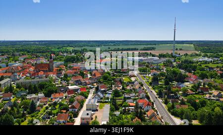 Dies ist ein Blick auf Calau, die Stadt in der Lausitzer, aus der die berühmten geilen Witze stammen. Stockfoto