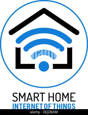Logo für Smart Home und Internet der Dinge. Smart House mit WLAN-Logo. Flache Symbole. Abbildung Des Isolierten Vektors Stock Vektor