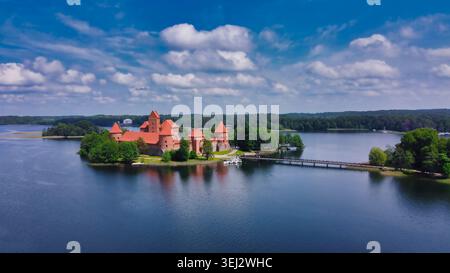 Aus der Vogelperspektive auf das Schloss trakai Stockfoto