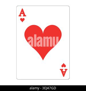 ACE des Herzens. Spielkarte mit goldenen Elementen. Casino-Symbole. Piktogramme für verschiedene Anzüge. Vektorabbildung. Flaches Design für Moderne Stock Vektor