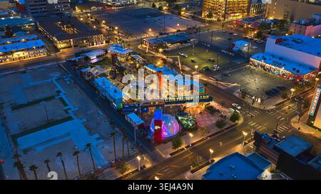 Aerial Container Park Fremont Street Downtown Las Vegas Nevada Nachtleben Stockfoto