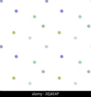 Handgezeichnete Grafik mit nahtlosem Muster und farbenfrohen Kreisen und Retro-Textur. Das Ornament zeigt zufällige geometrische Punkte in modernen Minima Stockfoto
