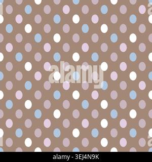 Handgezeichnete Grafik mit nahtlosem Muster und mehrfarbigem Ditsy auf braunem Hintergrund. Das Ornament zeigt zufällige geometrische Punkte in modernen Minima Stockfoto