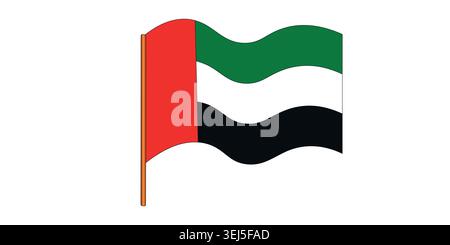 Flagge der Vereinigten Arabischen Emirate. Arabisches Nationalsymbol in offiziellen Farben. Vorlagensymbol. Abstrakter Vektorhintergrund Stock Vektor