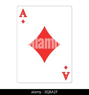 ACE der Diamanten. Spielkarte mit goldenen Elementen. Casino-Symbole. Piktogramme für verschiedene Anzüge. Vektorabbildung. Flaches Design für Moderne Stock Vektor