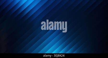 Abstrakter blauer Hintergrund mit modernen diagonalen Streifen für ein dynamisches Bild mit einem klaren, glänzenden Glaseffekt Stockfoto
