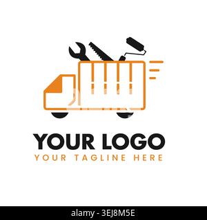 Modern Construction Service Truck Logovorlage. Vektorabbildung Stock Vektor