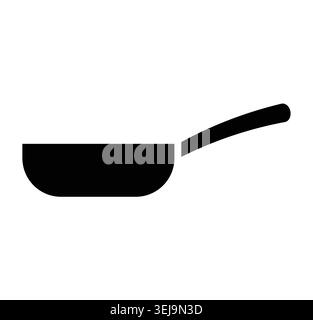 Eine minimalistische schwarze Silhouette einer Kochpfanne auf einem sauberen weißen Hintergrund, perfekt für kulinarische Designs und Grafiken. Ideal für lebensmittelbezogene p Stock Vektor