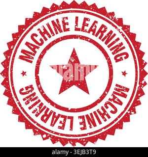 Stempel für maschinelles Lernen. Machine Learning Red Grunge Round Stempel Stock Vektor