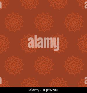 Nahtloses geometrisches Muster mit abstrakten Mandala-Blumenornamenten auf rotem Hintergrund für Tapeten, Textilien, Geschenkpapier und dekoratives Design Stock Vektor