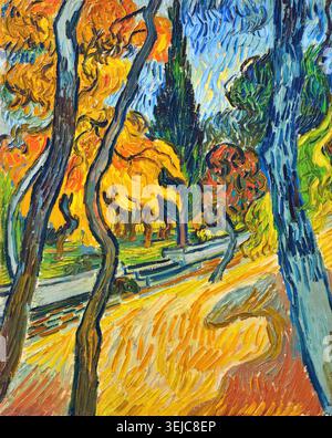 Vincent van Gogh 'Arbres dans le Jardin de l'Asile' 1889 französisches Öl niederländische Asylgartenbäume | Archium Stockfoto