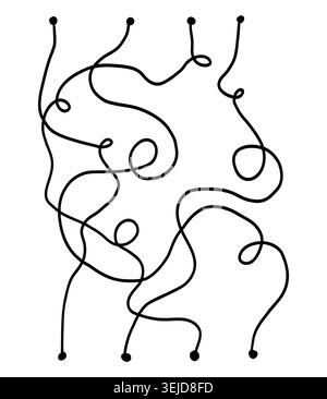 Kinder Labyrinth Doodle Path Puzzle. Lernspiel mit handgezeichneter Linie. Vorlage für Kinder, Kinderbücher, Lernspiele, Arbeitsblätter und kreative Designprojekte. Vektorabbildung Stock Vektor