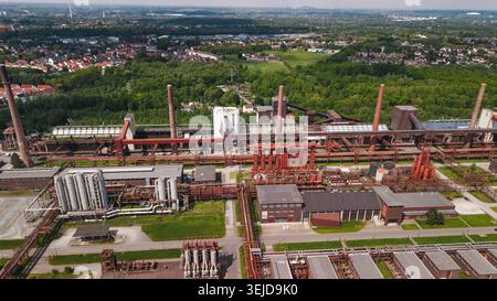Luftaufnahme des Kohlebergwerkes Zollverein in Essen, ehemaliges Kohlebergwerk und Industriekontermuseum in Deutschland Stockfoto