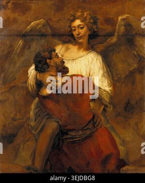 Jacob Wrestling mit dem Engel um 1659, Kunstwerk von Rembrandt Harmenszoon van Rijn geb. 15. Juli 1606 in Leiden. 4. Oktober 1669 in Amsterdam Stockfoto