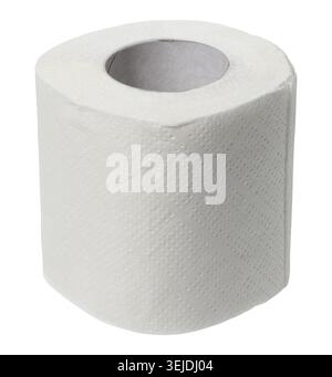Rolle weißes Toilettenpapier auf isoliertem Hintergrund Stockfoto