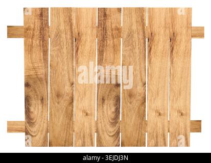 Zaun aus braunen Holzdielen auf isoliertem Hintergrund Stockfoto