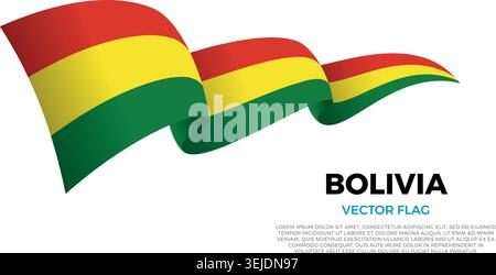 Flagge von Bolivien. Bolivianische und südamerikanische Kultur. Vor einem sauberen weißen Hintergrund mit Ländername und Kopierraum. Eine leuchtende Vektorflagge ren Stock Vektor