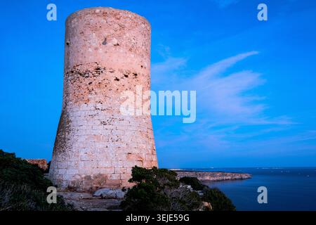 Tower of Cap Blanc, Llucmajor, Mallorca, balearen, Spanien Stockfoto