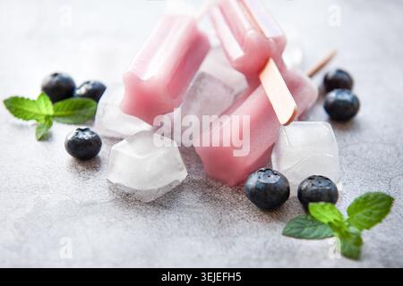 Hausgemachtes Heidelbeereis oder Eis Stockfoto