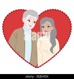 Älteres Paar verliebt flache Vektor-Illustration Stock Vektor