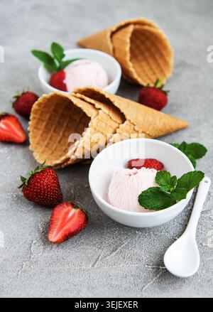 Erdbeereis Stockfoto