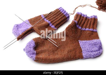 Stricksocken aus Wolle Stockfoto