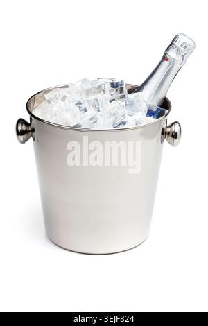Sektflasche im Eiskübel Stockfoto