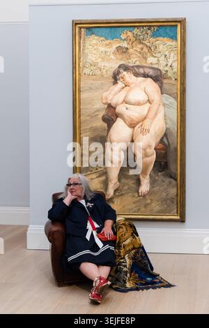 London, Großbritannien. Mai 2026. LONDON, VEREINIGTES KÖNIGREICH – 29. MAI 2026: Sotheby's Auktionshaus enthüllt Lucian Freuds Meisterwerk mit dem Titel Sleeping by the Lion Carpet (Est. £25-35 Millionen) mit der berühmten Sittin Sue Tilley in London, Vereinigtes Königreich am 29. Mai 2026. Von der Kritik als „das wichtigste Werk, das Freud jemals gemalt hat“ anerkannt, ist das Gemälde das letzte und ehrgeizigste Werk in dem gefeierten Quartett von monumentalen Porträts Tilleys. (Foto: Wiktor Szymanowicz/NurPhoto) Credit: NurPhoto SRL/Alamy Live News Stockfoto