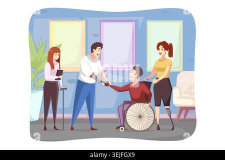 Meeting, Behinderung, Gesundheitswesen, Medizin, Zusammenarbeit, Geschäftskonzept Stockfoto
