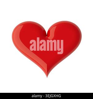 Rotes Herz - festlicher Valentinstag Hintergrund - Hochglanz Ballon Herz isoliert auf weißem Hintergrund. Niedlicher Hintergrund für Leidenschaft und Liebe. Stockfoto