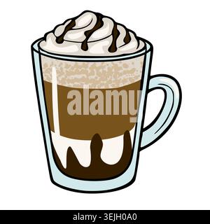 Skurrile MokkaheVektor-Illustration eines köstlichen Kaffeegetränks mit Schokoladennebel Stock Vektor