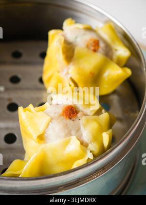 Siu Mai, gedämpfter chinesischer Knödel, Mallorca, Balearen, Spanien Stockfoto