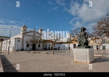 Infante Dom Henrique Platz im historischen Lagos, Algarve, Portugal Stockfoto