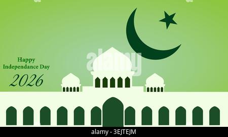 Happy Unabhängigkeitstag pakistan 2026 Grußkarte Stock Vektor