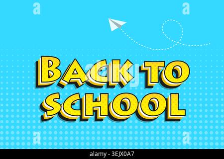 Zurück zur Schule Banner mit einem Papierflugzeug. Vektordesign. Stock Vektor