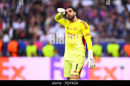 Budapest, Ungarn. 30. Mai 2026. Fußball, Männer: Champions League, Paris Saint-Germain (PSG) – FC Arsenal, Finale, Puskás Aréna, Torhüter David Raya (FC Arsenal) reagiert. Quelle: Tom Weller/dpa/Alamy Live News Stockfoto
