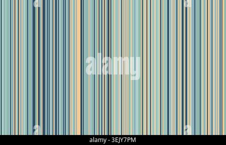 Ruhiger abstrakter Hintergrund mit einem sich wiederholenden Muster aus dünnen, vertikalen Streifen in beruhigenden Pastelltönen in Blau, Beige und Grau. Stock Vektor