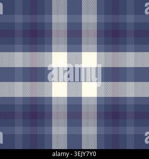 Serviette Tartan Muster Textur, Form Textil Vektor Überprüfung. Nahtloses Karo im Hintergrund aus Tailor-Stoff in Blau- und Elfenbeinfarben. Stock Vektor