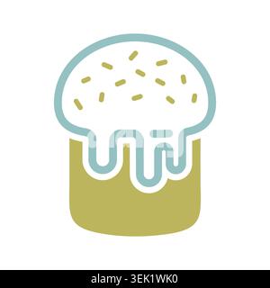 Ein einfaches Symbol des traditionellen Osterbrotes (Kulich) mit weißer Glasur. In einem klaren, modernen, flachen Stil. Ideal für Motive mit Urlaubsmotiven Stock Vektor