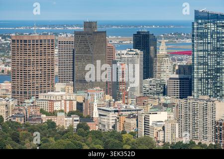 Panoramablick auf die Innenstadt von Boston, Massachusetts, USA Stockfoto