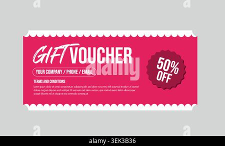 Vorlage für Geschenkgutscheine und Coupon-Vektor für horizontalen Aktionsrabatt Stock Vektor