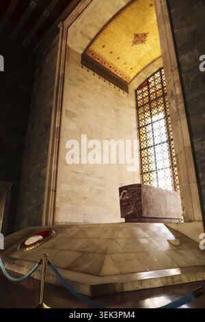 Das Grab, das Grab und der Sarg von Mustafa Kemal Atatuerk, Atatürk, Gründungsvater und erster Präsident der Republik Türkei, sind im Saal von Ho ausgestellt Stockfoto
