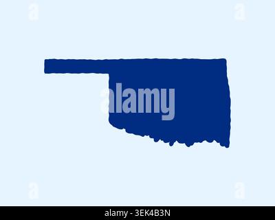 Illustration der Landkarte von Oklahoma im Doodle-Stil, die die erkennbare Form von Oklahoma in einem einfachen, handgezeichneten Design zeigt. Stock Vektor