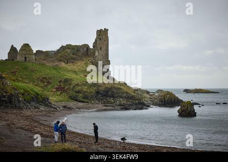 Dunure Castle, Ayr, Überreste einer mittelalterlichen Küstenfestung Stockfoto