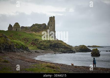 Dunure Castle, Ayr, Überreste einer mittelalterlichen Küstenfestung Stockfoto