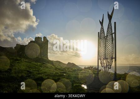 Dunure Castle, Ayr, Überreste einer mittelalterlichen Küstenfestung Stockfoto