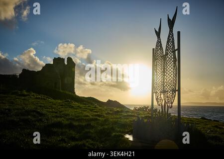 Dunure Castle, Ayr, Überreste einer mittelalterlichen Küstenfestung Stockfoto